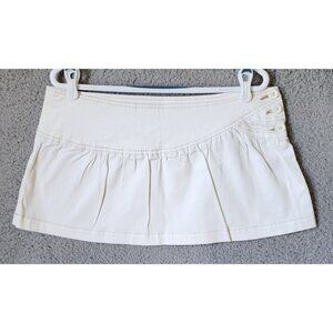 Vtg Y2K Split Women's Juniors Sz 9 Micro Mini Low Rise Pleated Skirt White